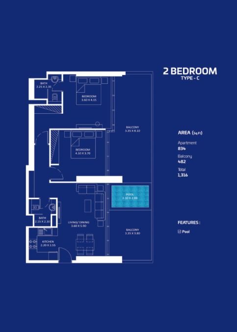 Danube Oceanz 2br floor plann