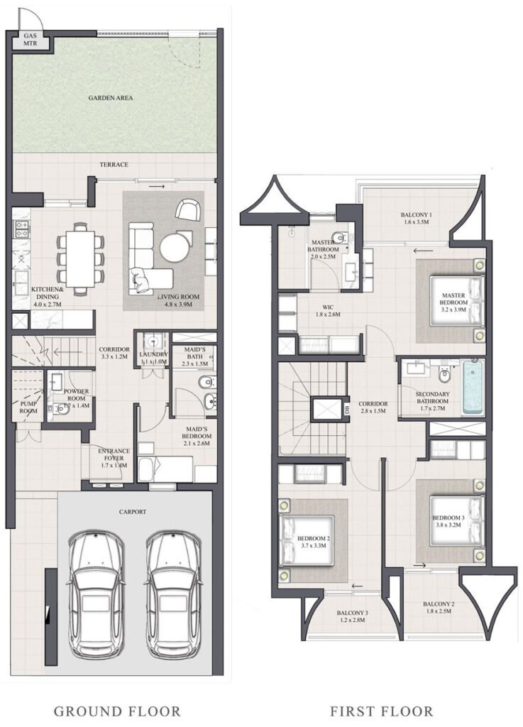 Anya Townhouses 3br unit floor plan