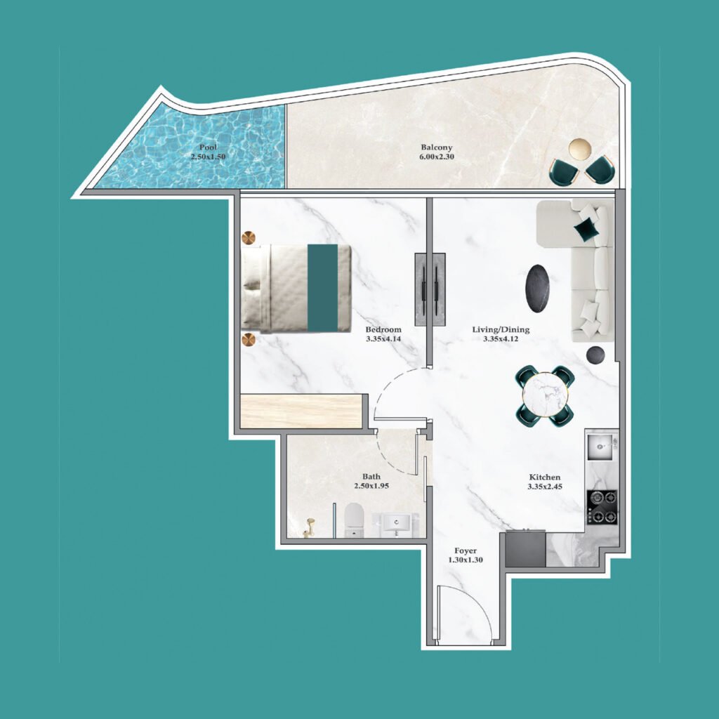 1-BR Apartments floor plan Breez by Danube