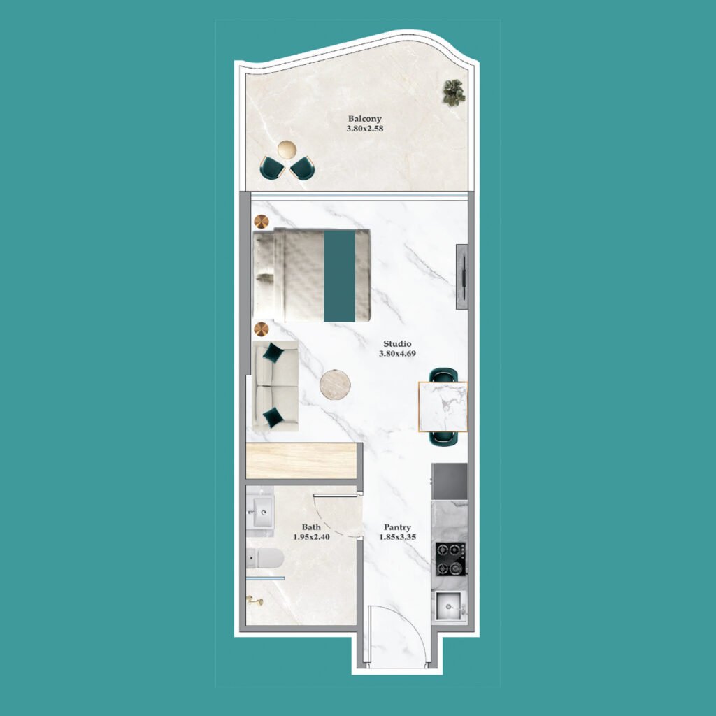 Studio floor plan Breez by Danube