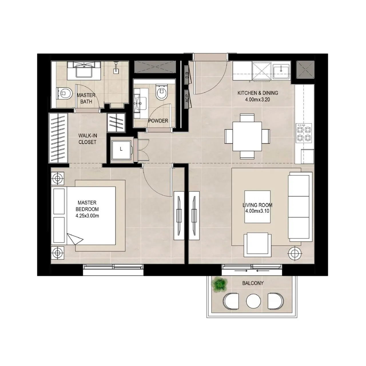 Fiori Residences 1br floor plan