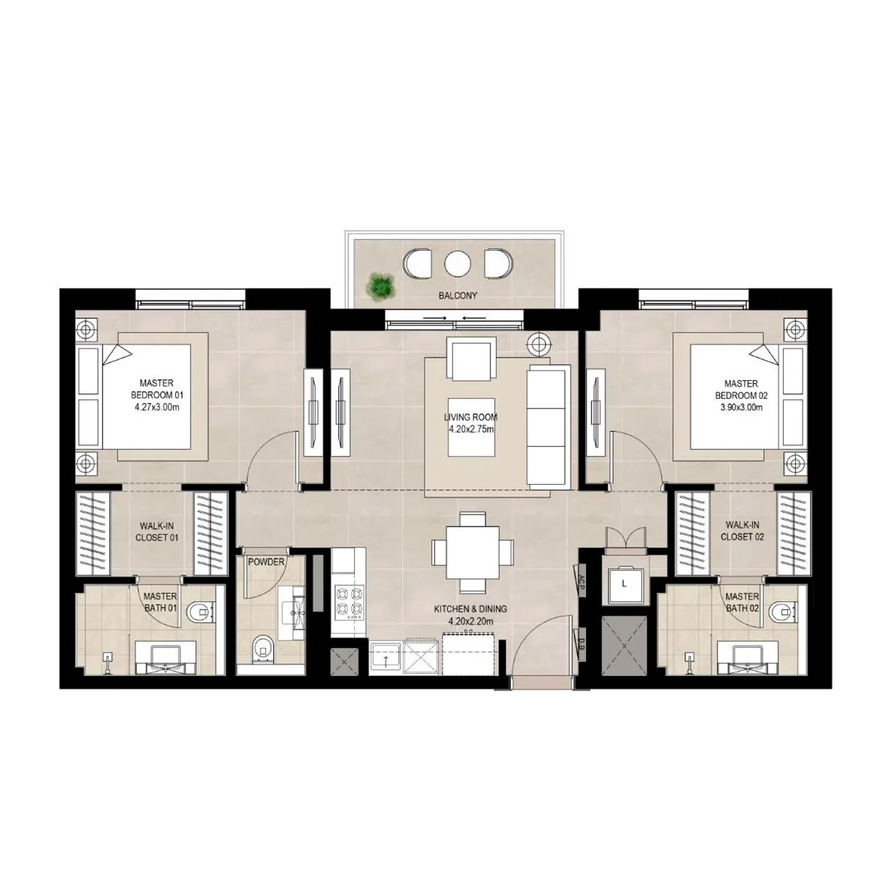 Fiori Residences 2br floor plan