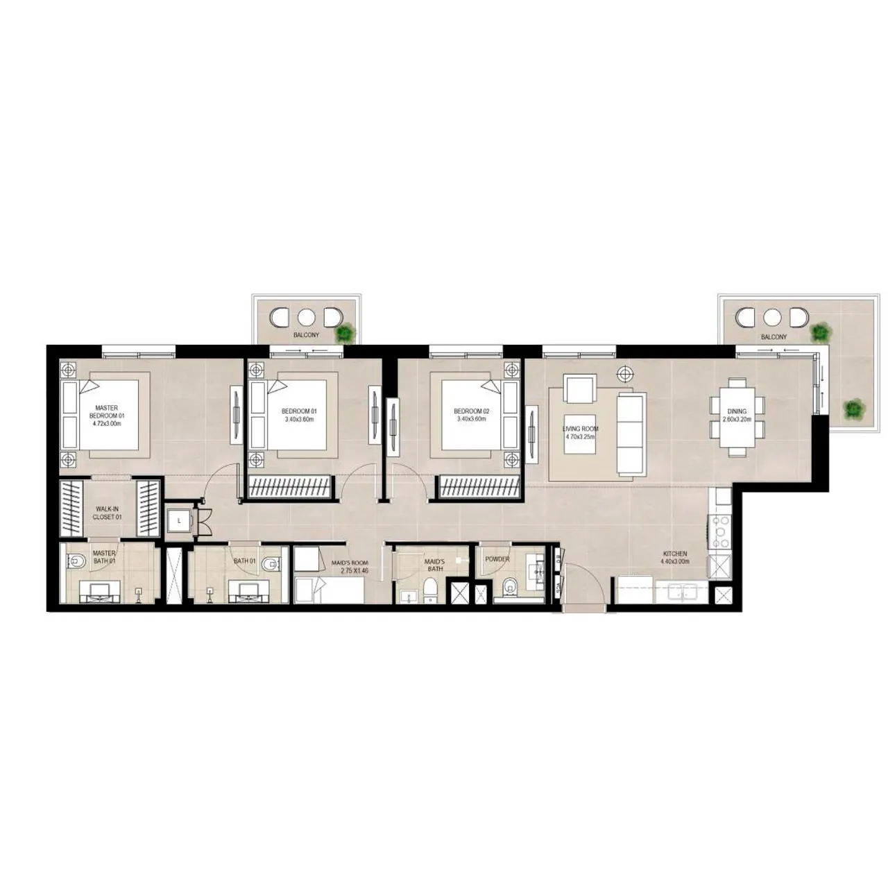 Fiori Residences 3br floor plan