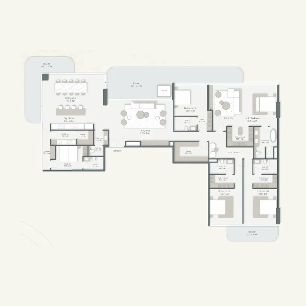 Penthouse floor plan The Caden by Prescott