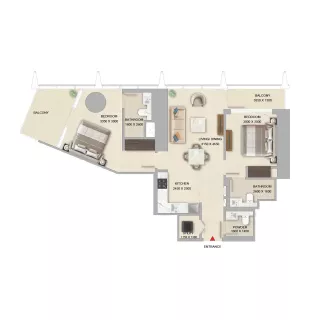 2-BR Apartments The Pinnacle at Sobha Central 