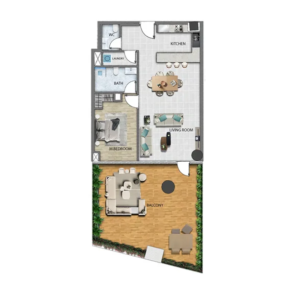1br floor plan of 77 Boulevard