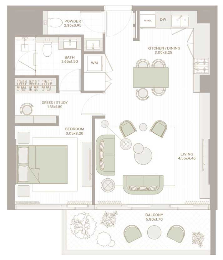 1br Elm Park Five floor plan