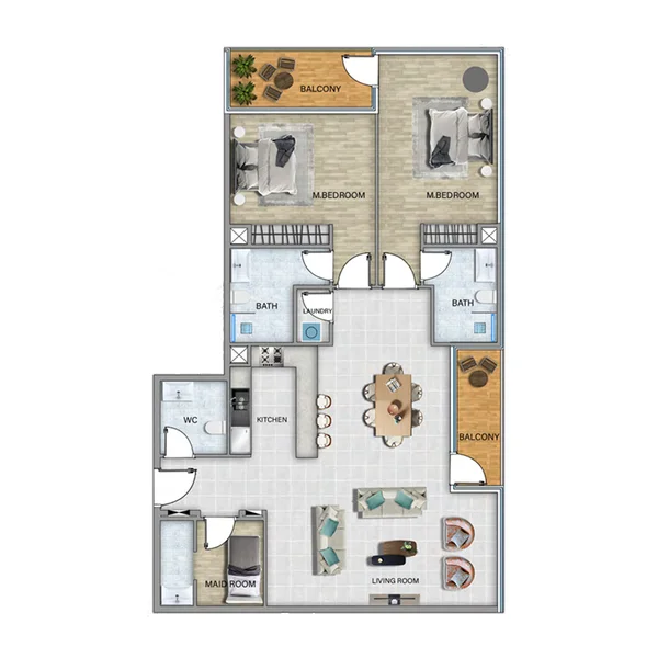 2br floor plan of 77 Boulevard