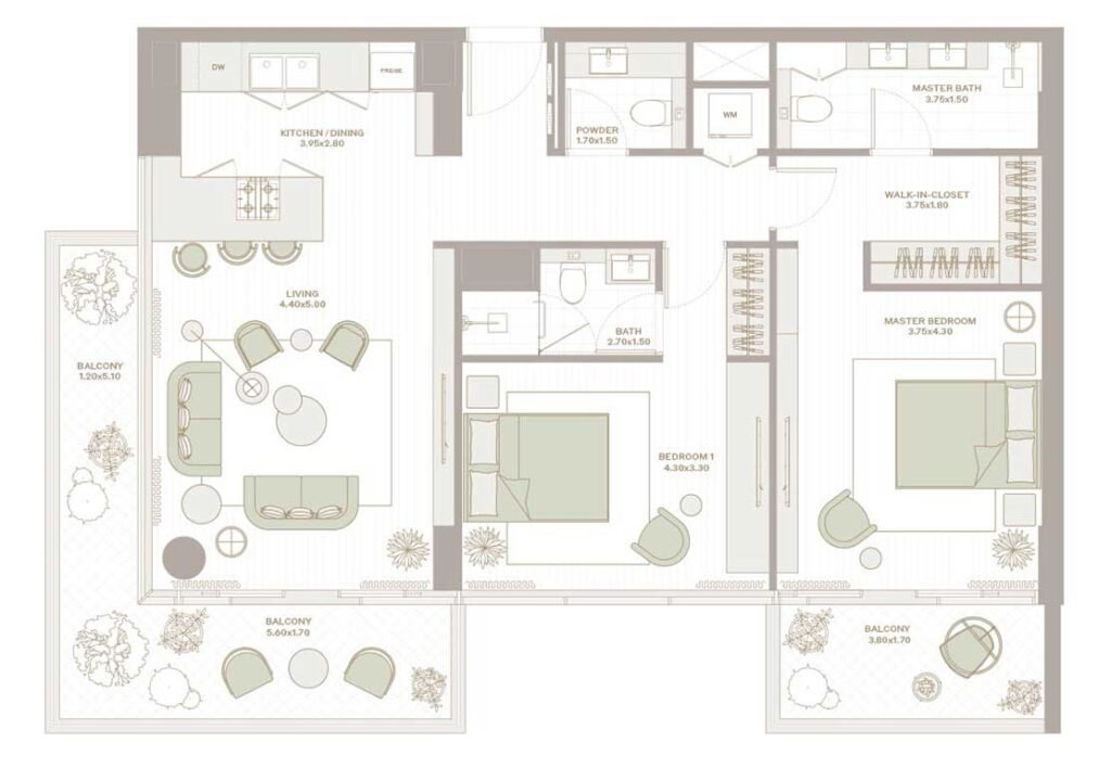 2br Elm Park Five floor plan