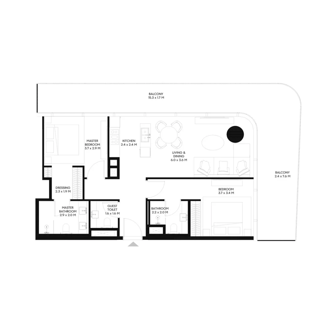 2 Bedroom Apartments Inaura Hotels & Residences floor plan