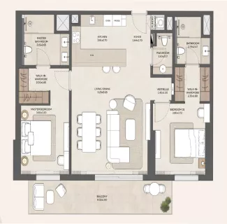 MAHRA 2 Bedroom Apartments floor plan