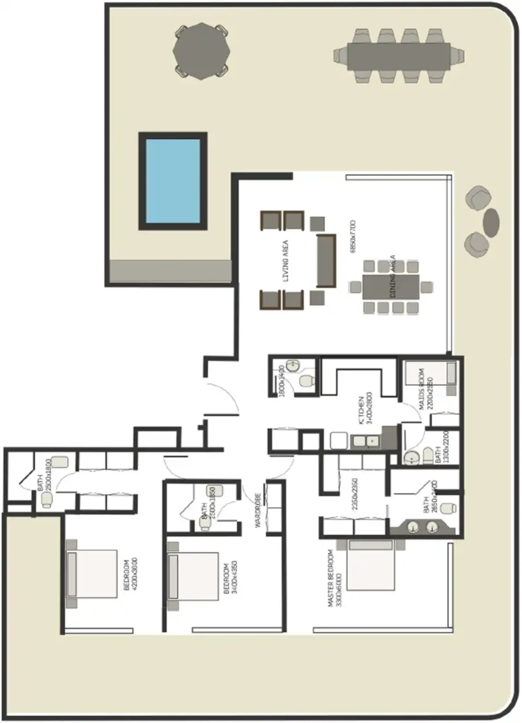Sukoon by Nuri 3-Bedroom floor plan