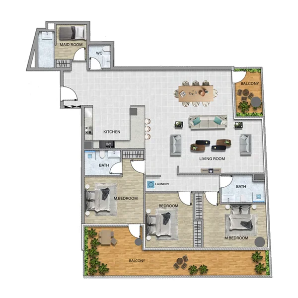 3br floor plan of 77 Boulevard