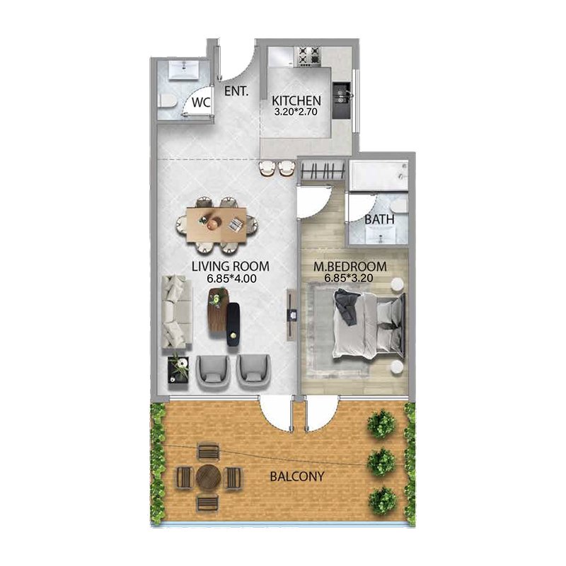 311 Boulevard 1 bedroom floor plan