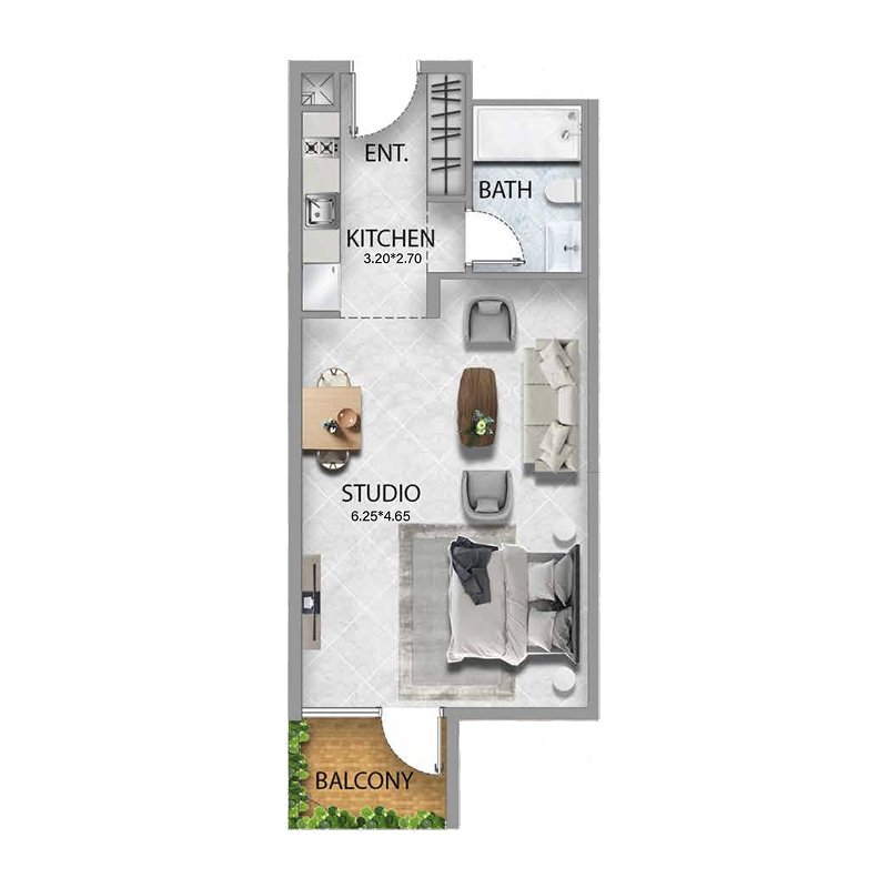 311 Boulevard Studio floor plan
