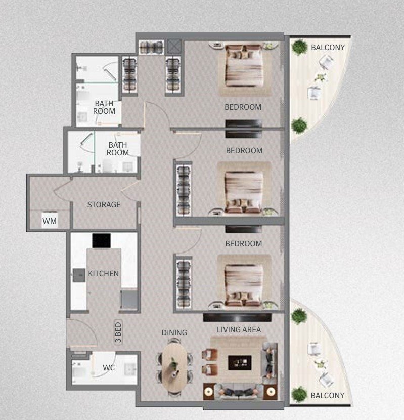 3br floor plan Mercedes-Benz Places – Binghatti City
