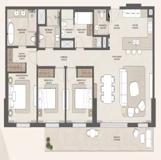 MAHRA 3 Bedroom Apartments floor plan