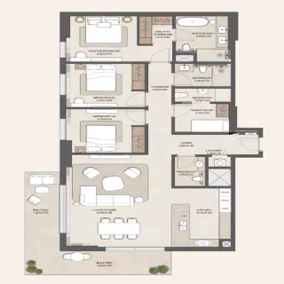 MAHRA 3 Bedroom Apartments type 2 floor plan