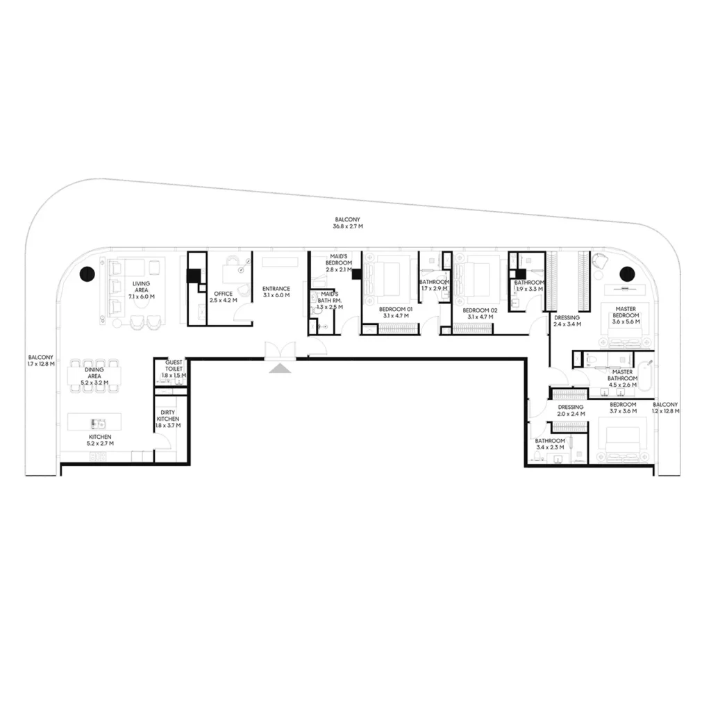 4 Bedroom Apartments Inaura Hotels & Residences floor plan
