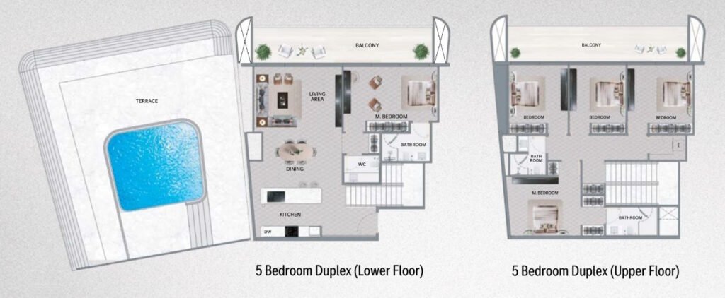 5br deplex floor plan Mercedes-Benz Places – Binghatti City 