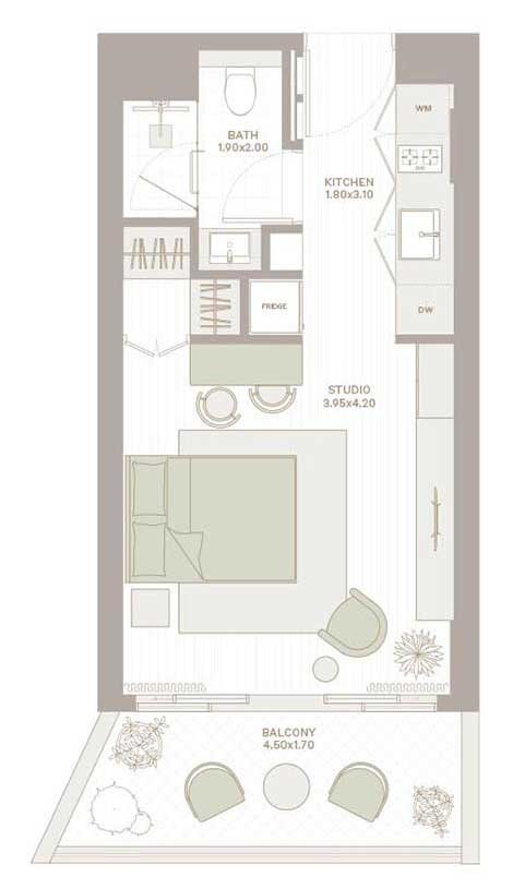 studio Elm Park Five floor plan