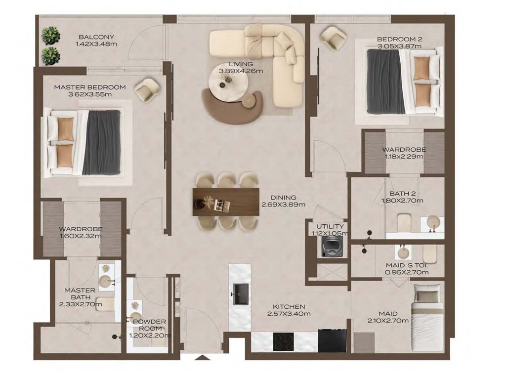 AT85 Residences 2-BR Apartments floor plan