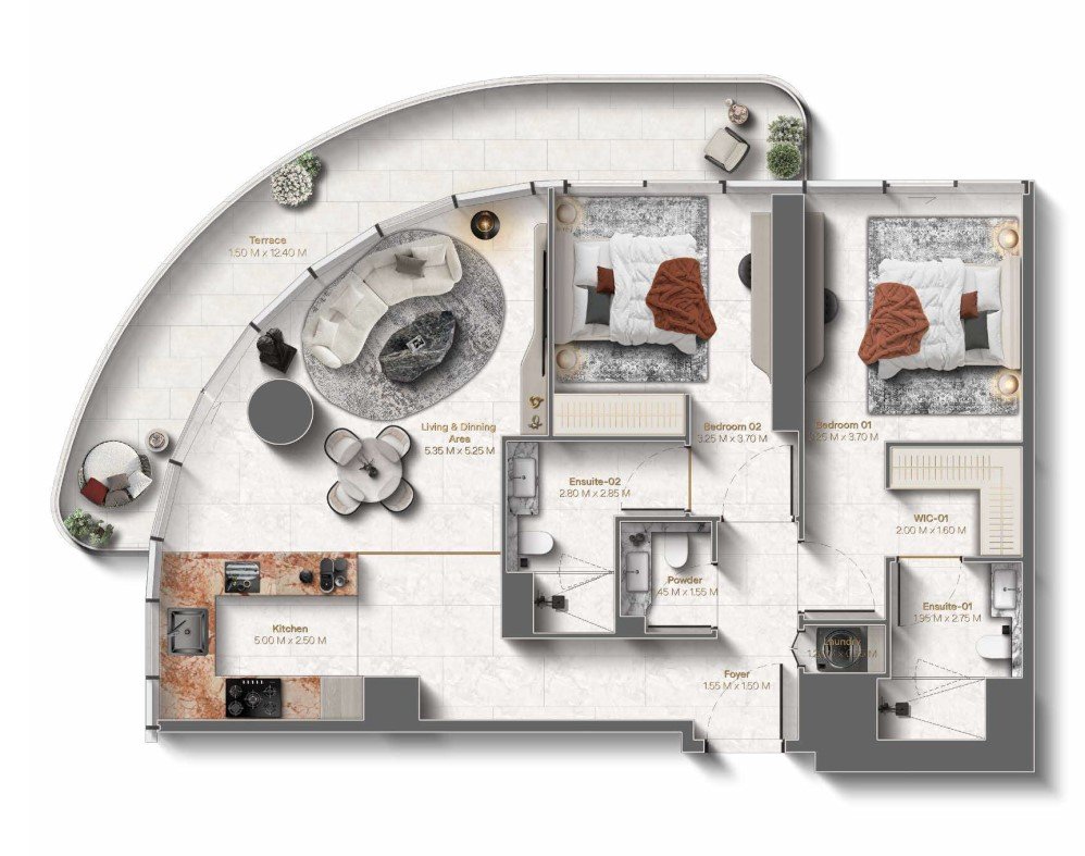 Le Château by BEYOND 2-BR Apartments floor plan