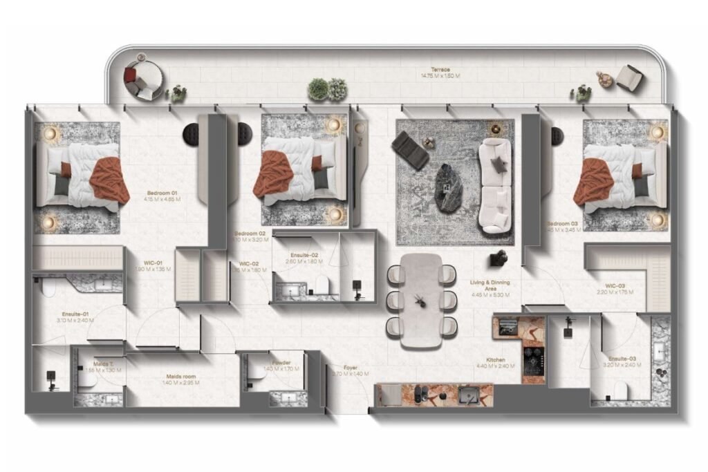 Le Château by BEYOND 3-BR Apartments floor plan