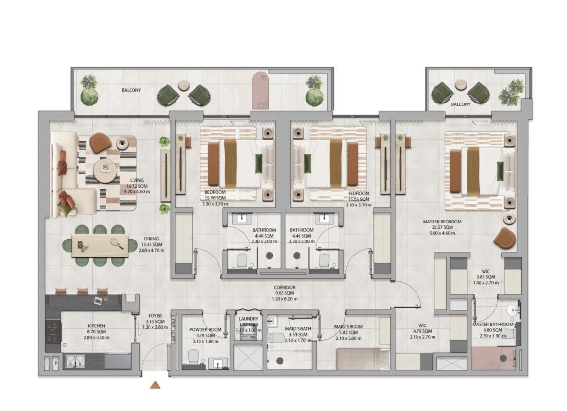 Magenta Tower 3-Bedroom Apartments floor plan