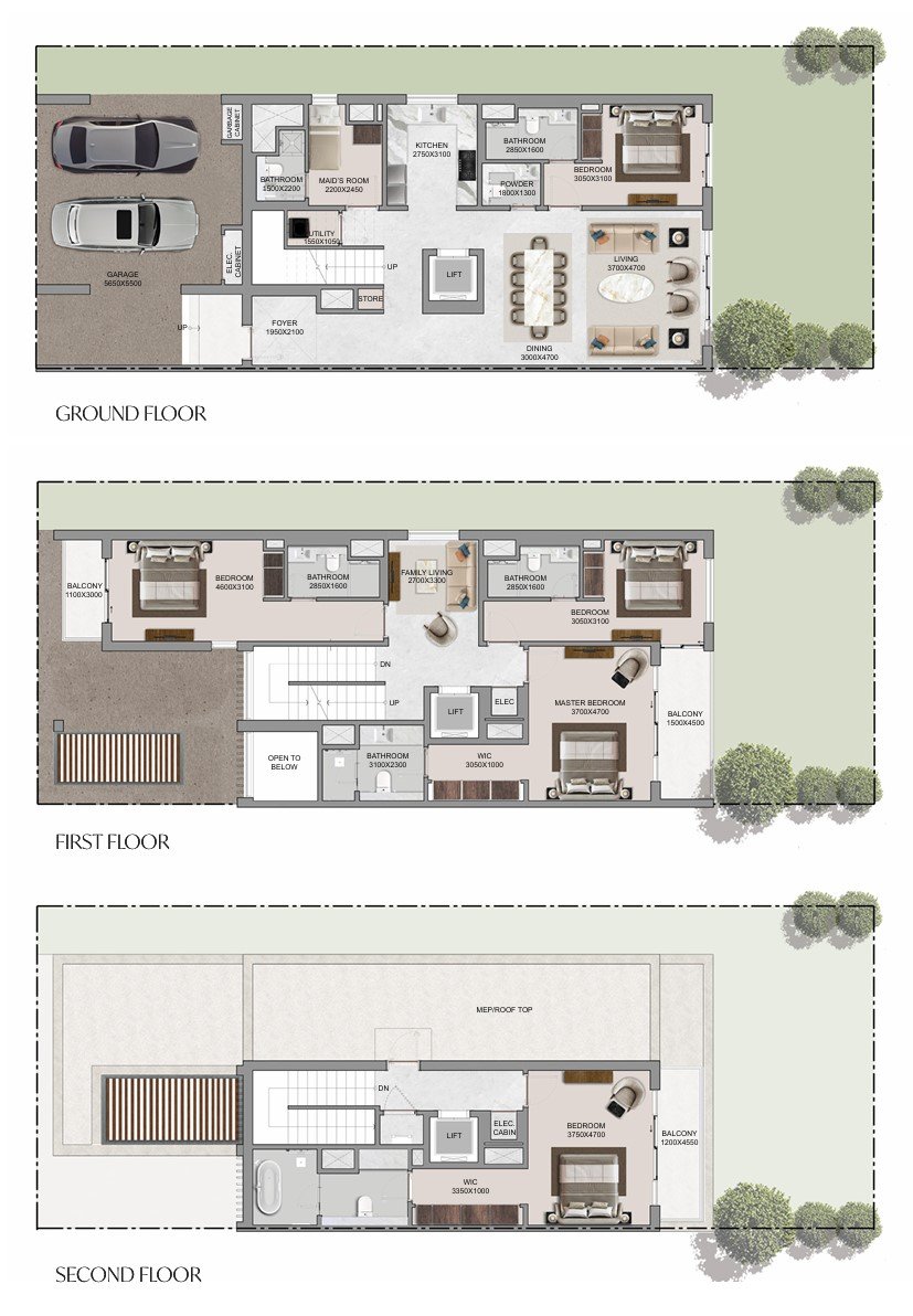 5 Bedroom Courtyard Villas floor plan The Brooks at Sobha Sanctuary
