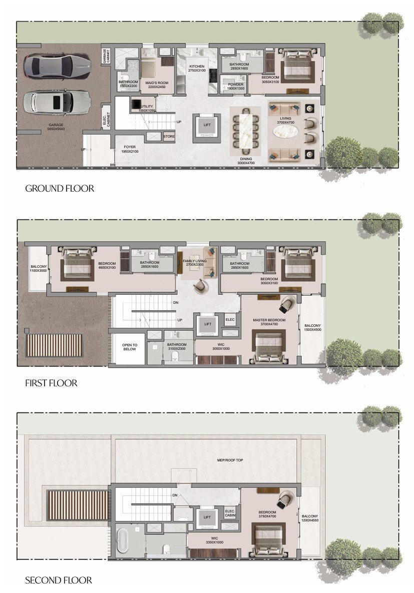  5 Bedroom Courtyard Villas floor plan