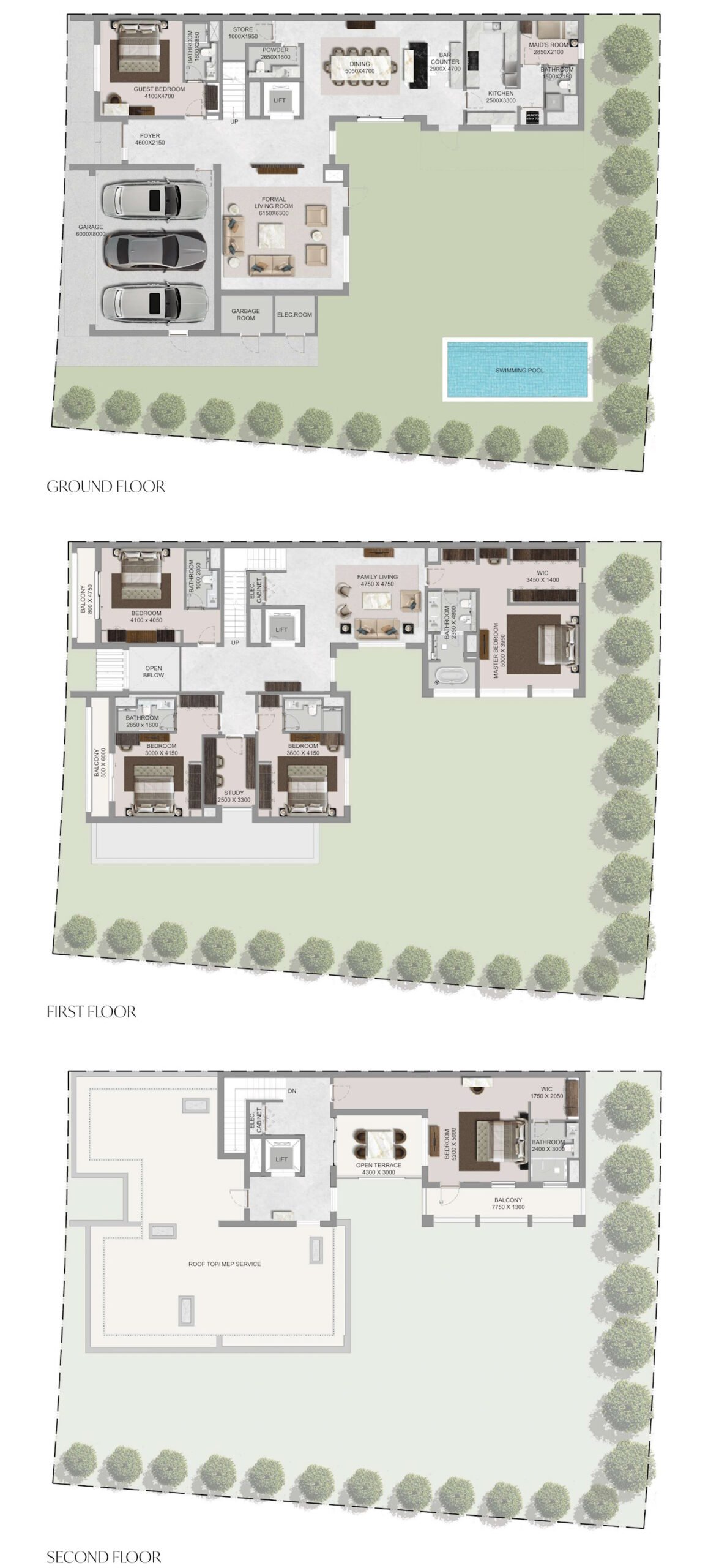 6 Bedroom Estate Villas floor plan The Grove at Sobha Sanctuary
