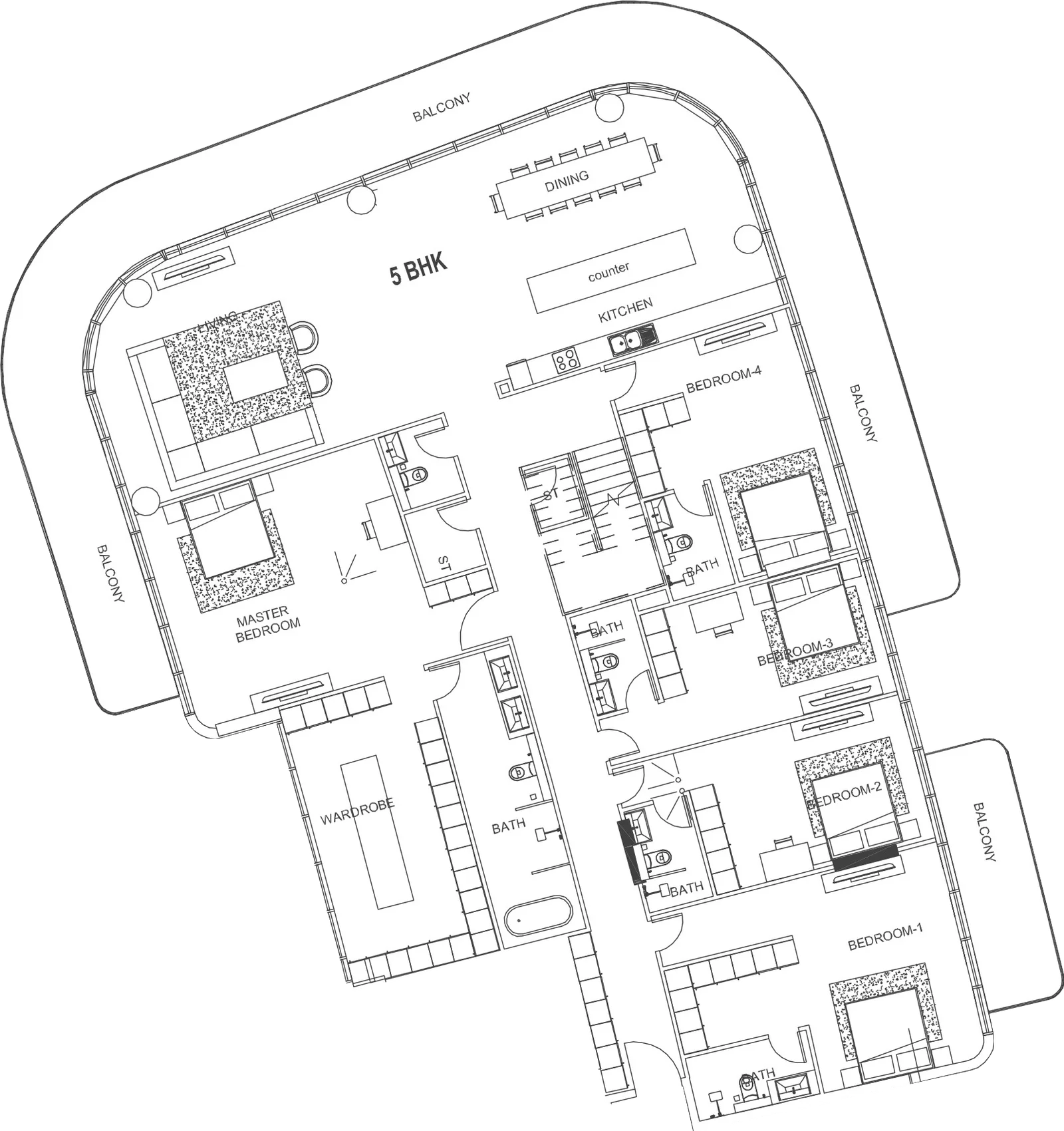 Villa del GARDA 5 Bedroom Penthouse floor plan