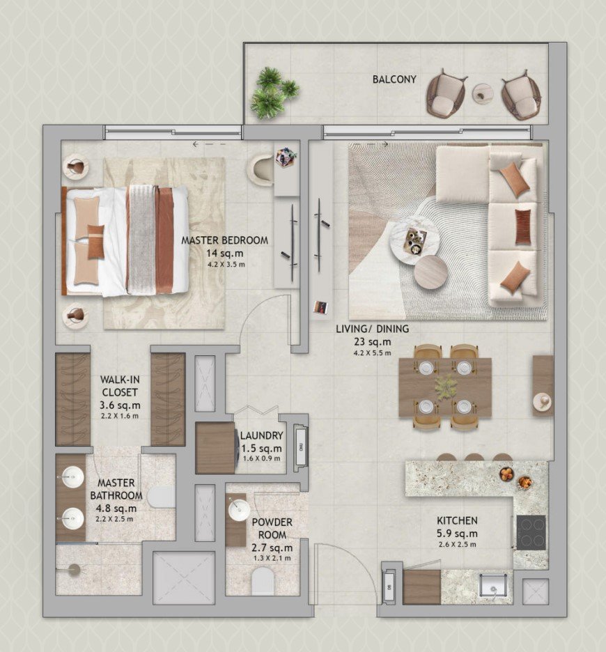 The Wilds Residences 1br floor plan