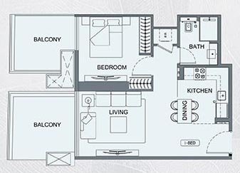 1br floor plan Binghatti Etherea