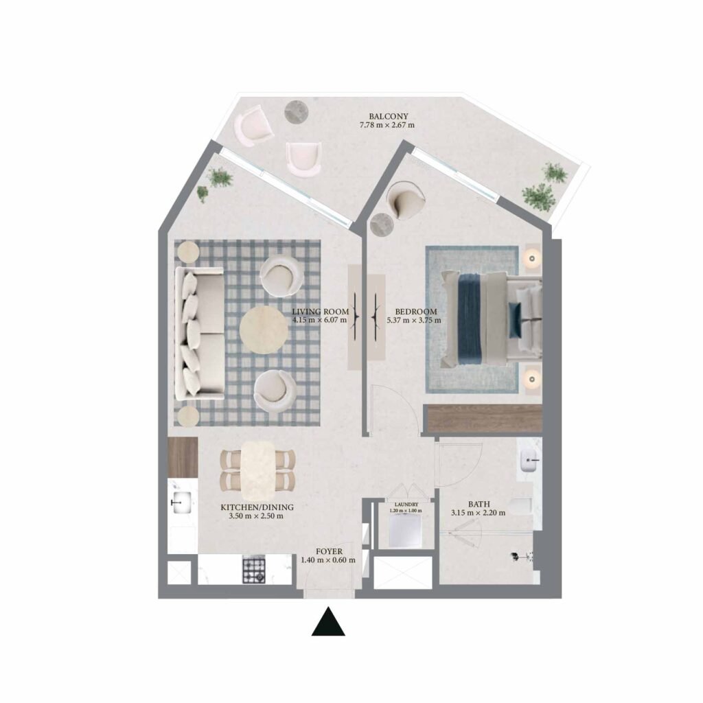 Fior 1 at Rashid Yachts & Marina 1br floor plan